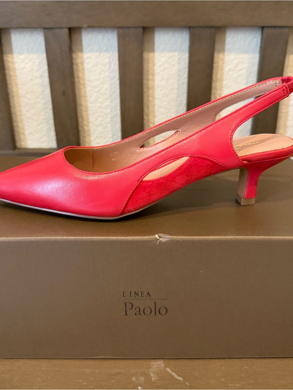 Paolo Red Slingback Pointed-Toe Low Heel